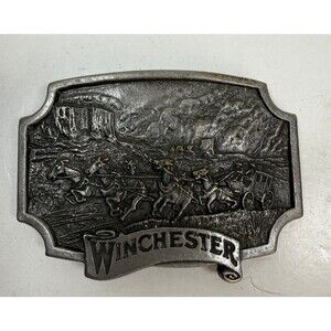 Winchester Belt Buckle Vintage 1975 Heavy Pewter Olin  *BROKEN*